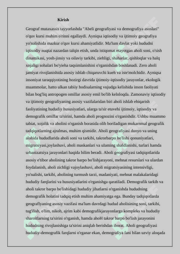 EKOLOGIYA VA DEMOGRAFIYA (aholini o’sishi) 2