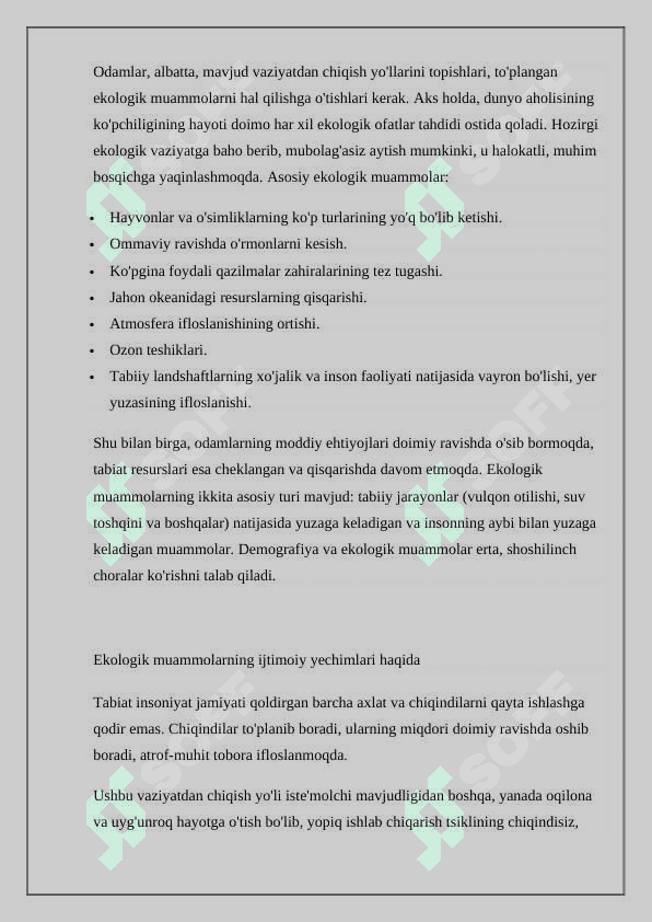 EKOLOGIYA VA DEMOGRAFIYA (aholini o’sishi) 4