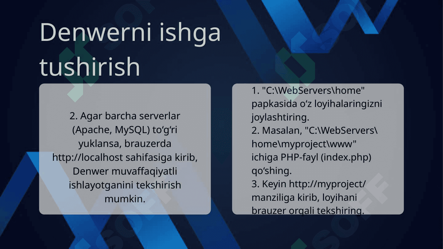 Denwer dasturi bilan ishlash 3