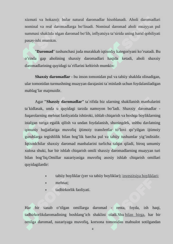 Aholi daromadlari uning turlari va shakllanish manbalari. 4