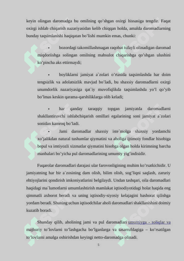 Aholi daromadlari uning turlari va shakllanish manbalari. 5