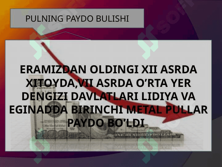 pulning paydo bulishi zarurligi funksiyalari 2