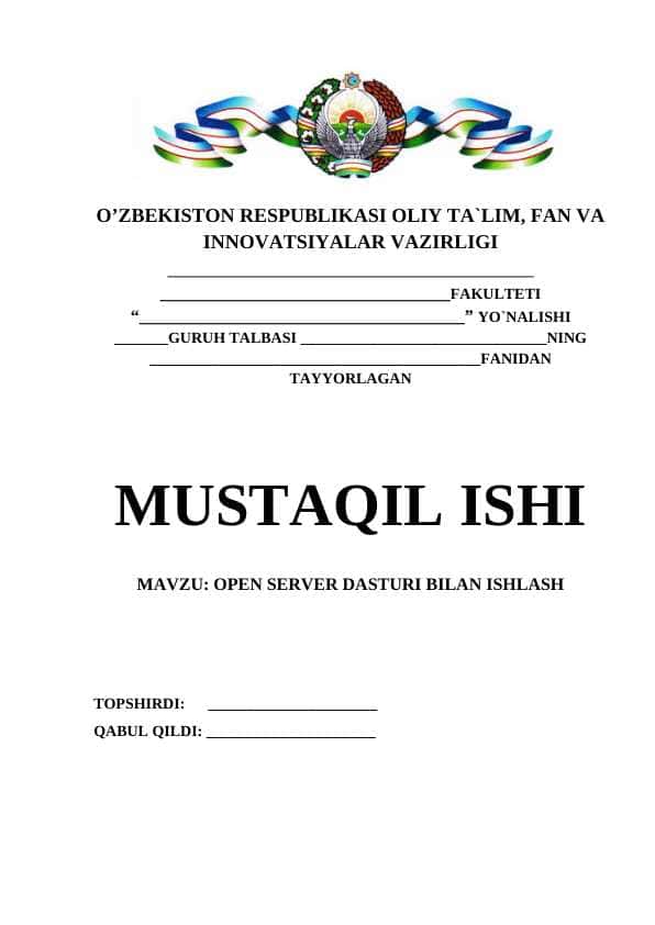 OPEN SERVER DASTURI BILAN ISHLASH