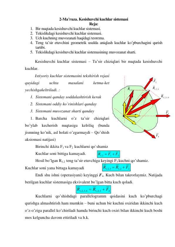 Kesishuvchi kuchlar sistemasi 1