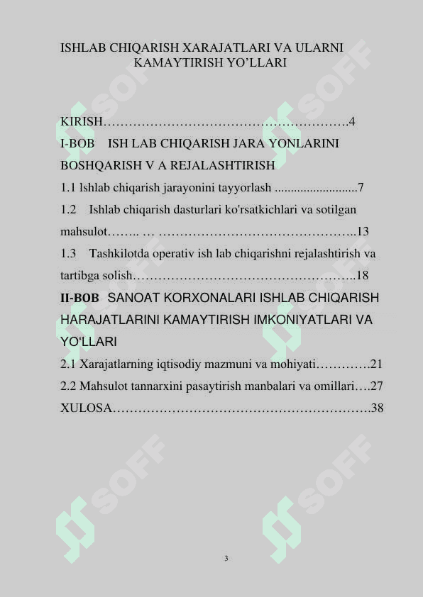 ISHLAB CHIQARISH XARAJATLARI VA ULARNI KAMAYTIRISH YO’LLARI 3