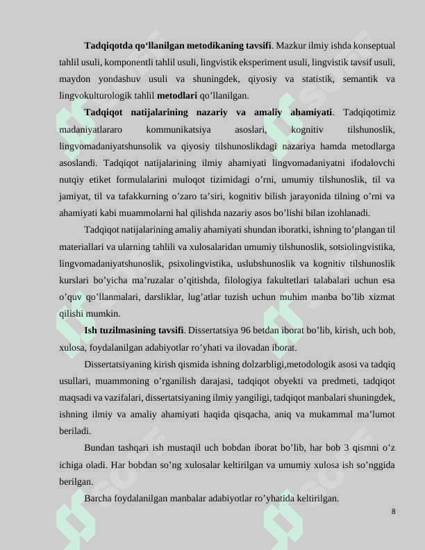 “POLITENESS” KONSEPTINI IFODALOVCHI BIRLIKLARNING LINGVOMADANIY TADQIQI (ingliz tili misolida) 8