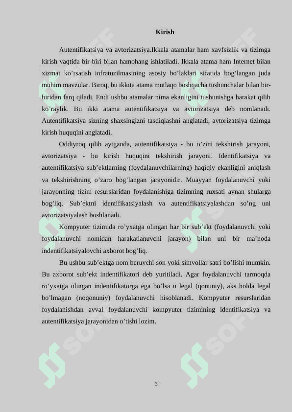 Identifikatsiya va autentifikatsiya tushunchasi va vazifalari. 3