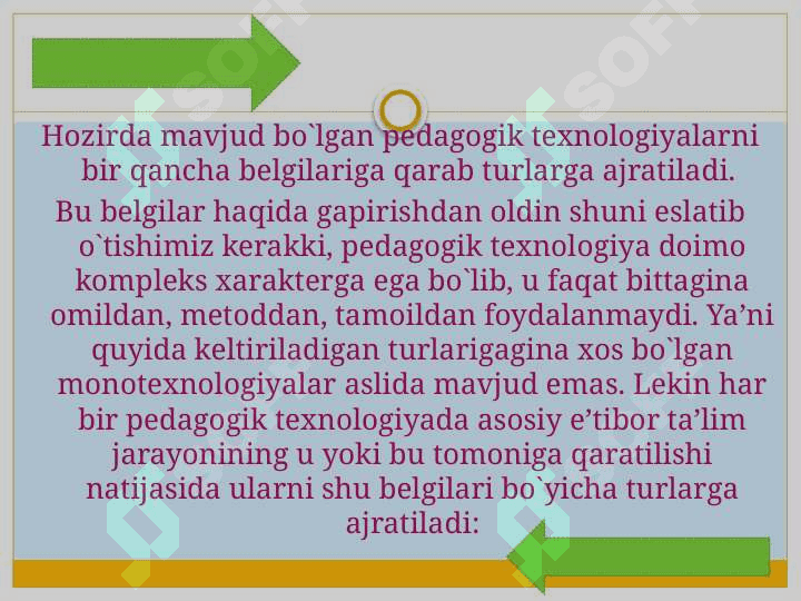 Pedagogik texnologiya turlari va innovatsion texnologiya. 2