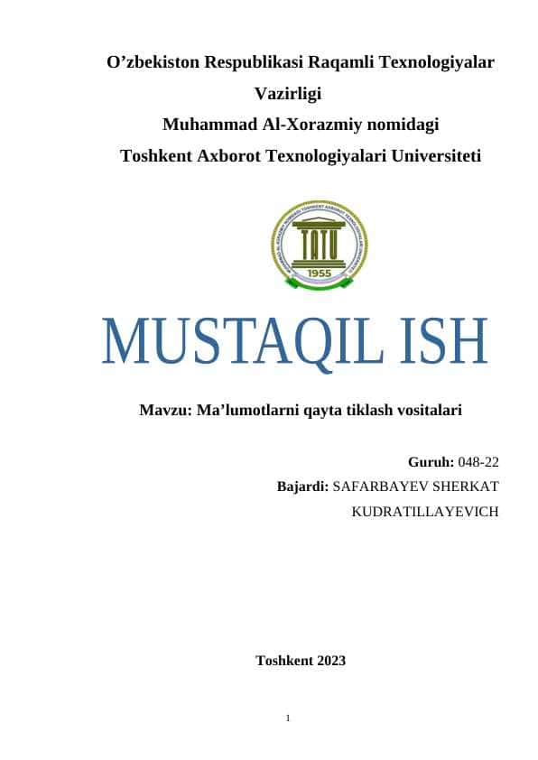 Ma’lumotlarni qayta tiklash vositalari 1