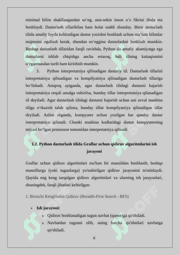 Graflar uchun qidiruv algoritmlarini ish jarayoni va farqli jihatlarini aniqlash.docx 8