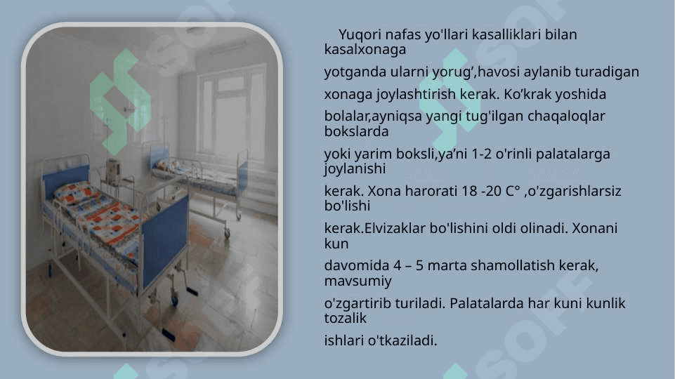 Nafas tizimi kasalliklari bilan kasallangan bemorlarni parvarishi va ularning nazorati. 4