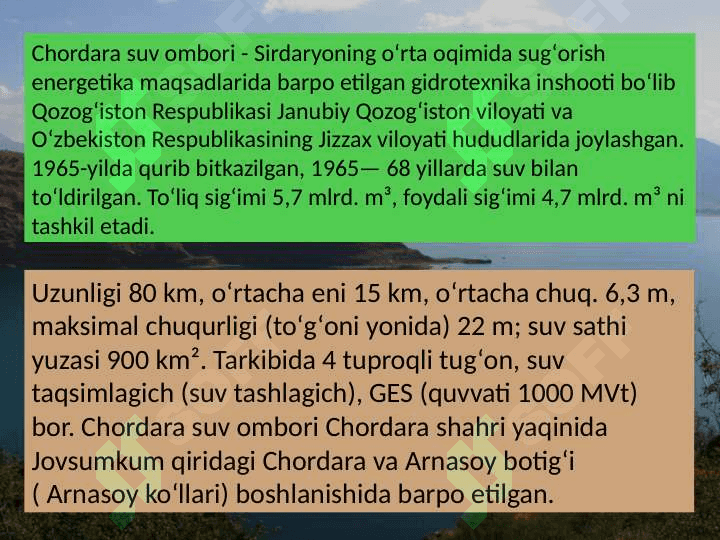 O‘zbekiston suv omborlari. 8