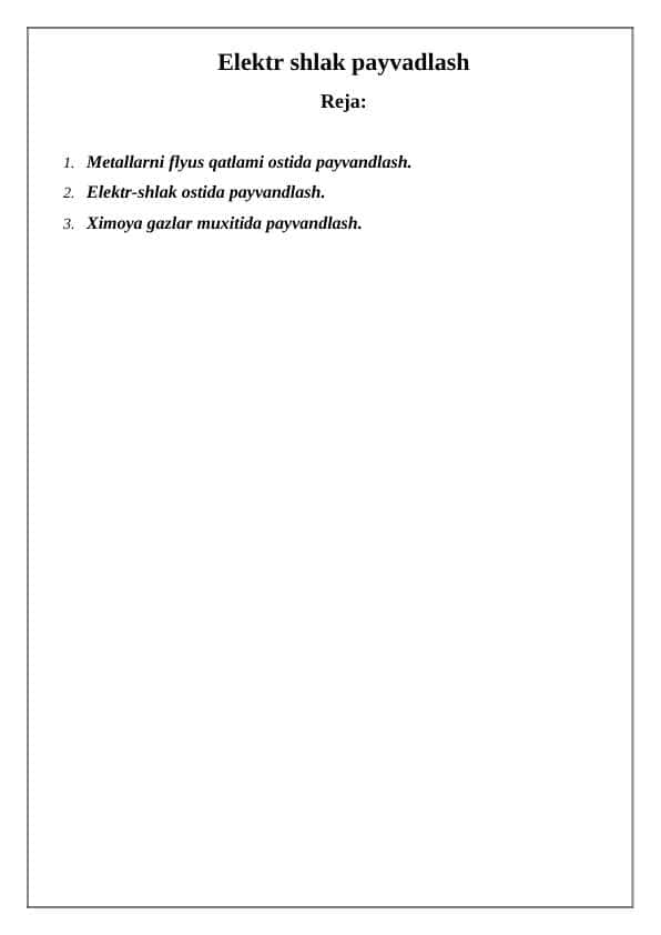 Elektr shlak payvadlash 1