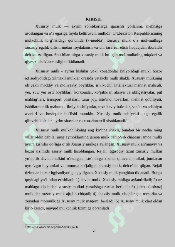 Hususiy mulkning daxlsizligi hamda davlat tomonidan muhofaza qilinishi.docx 2
