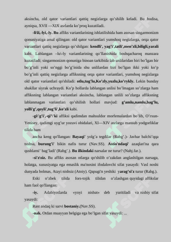 SIFAT,  UNING GRAMMATIK XUSUSIYATLARI 4