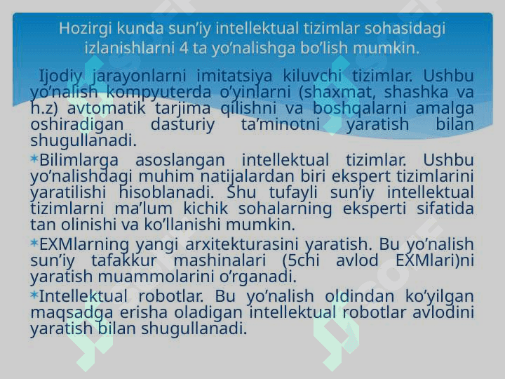INTELLEKTUAL VA EKSPERT TIZIMLAR. 5