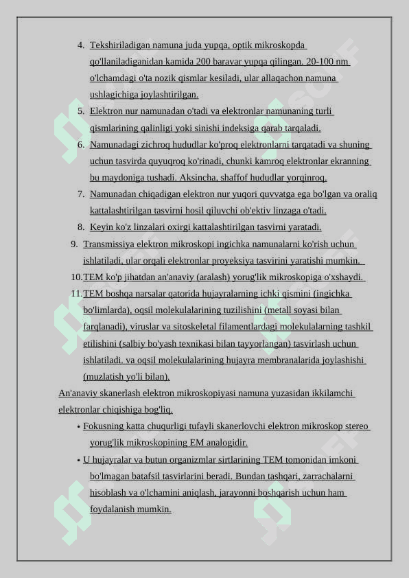 Elektron mikroskoplarni ish prinsiplarini o`rganish 3