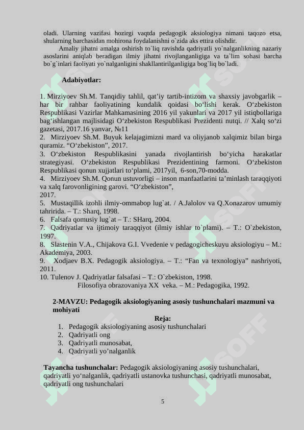 PЕDАGОGIK AKSIOLOGIYA 5