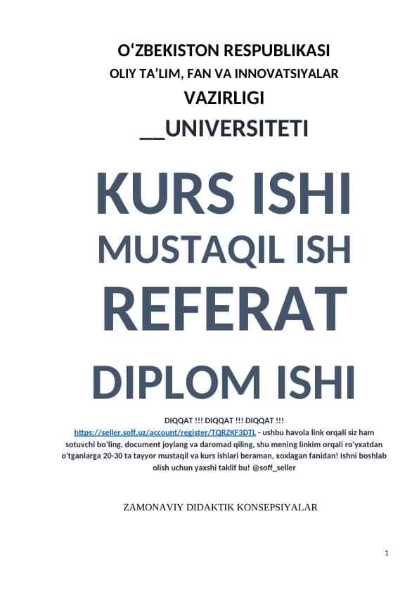 ZAMONAVIY DIDAKTIK KONSEPSIYALAR 1