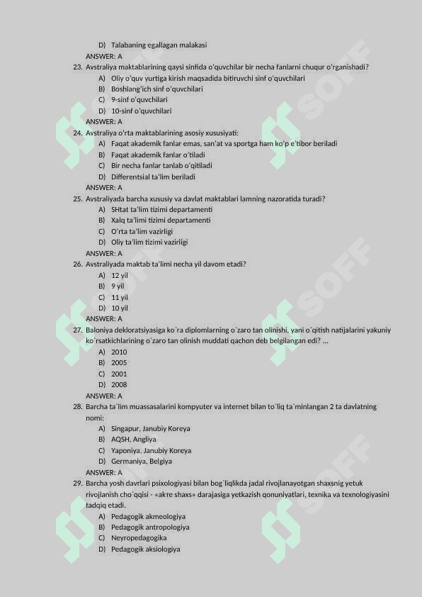 pedagogik tashxis test savollari 4