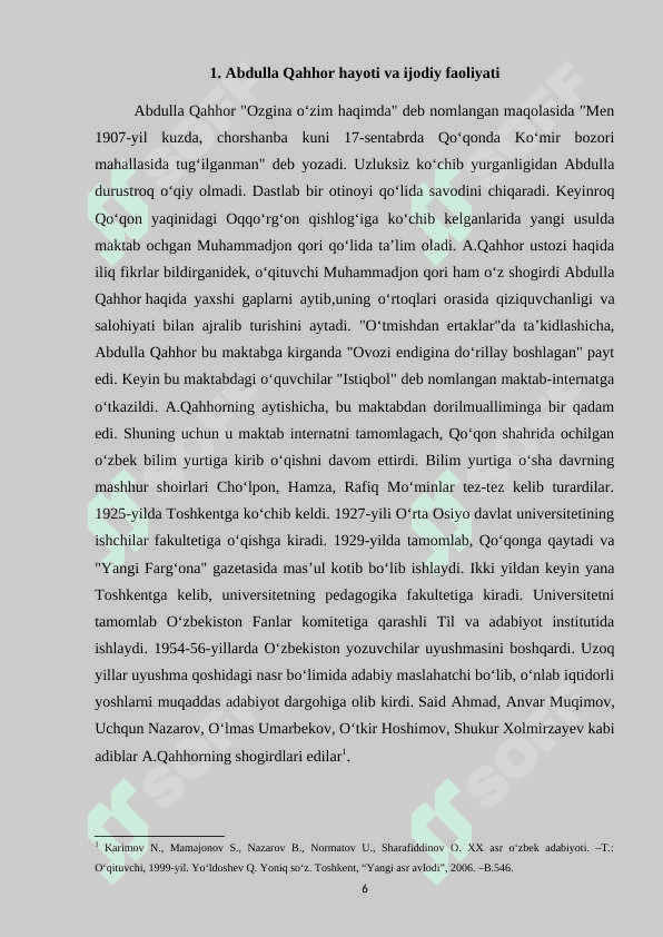 ABDULLA QAHHOR HIKOYALARINI KO'RGAZMALILIK ASOSIDA O'RGANISH KURS ISHI 6