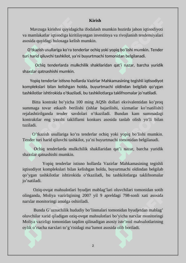 G’aznachilikda narx monitoringi 2