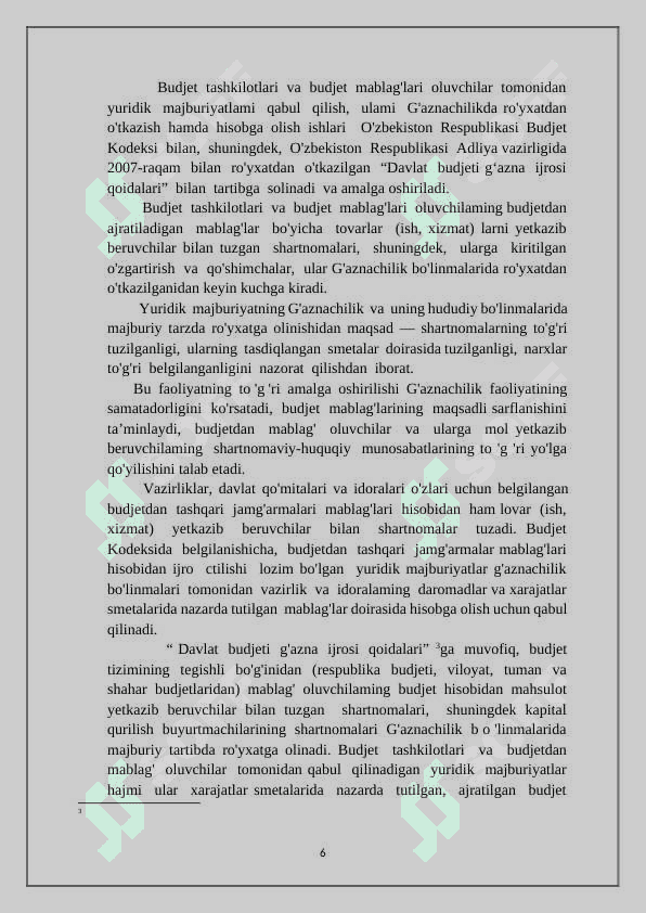 G’aznachilikda yuridik majburiyatlar va ularni ro’yxatga olish 6