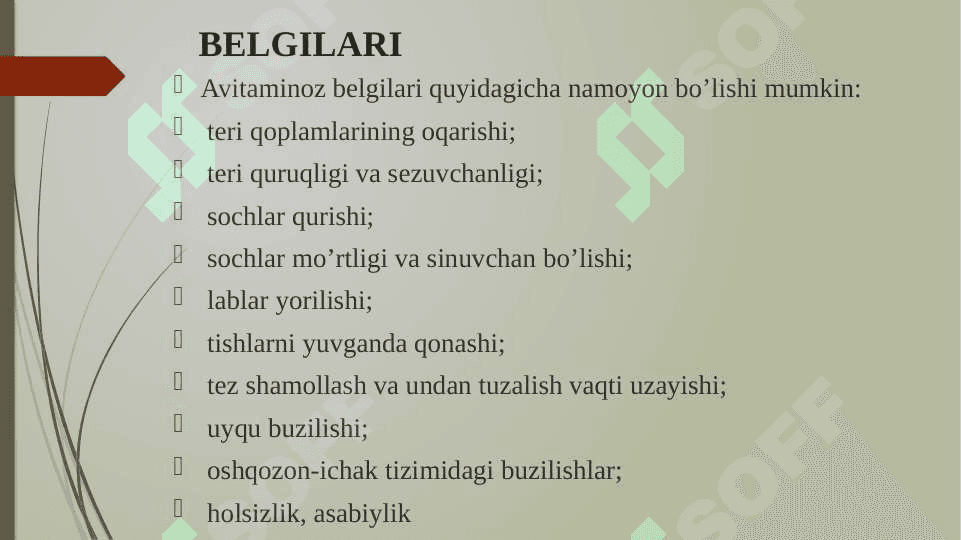 Avitaminoz. Gipovitaminoz. 8