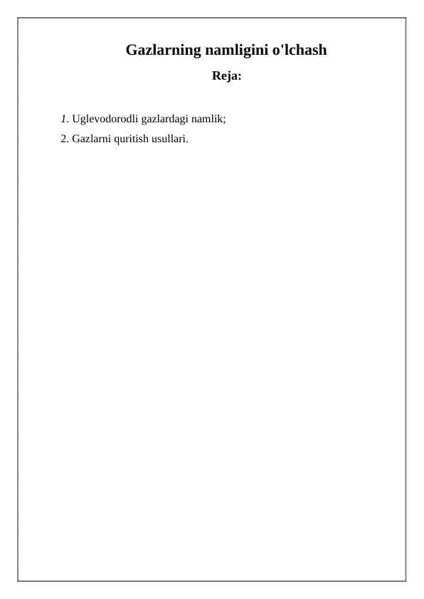 Gazlarning namligini o‘lchash 1