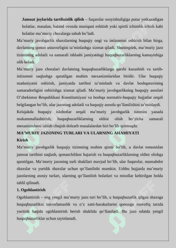 Ma’muriy jazo choralari 4