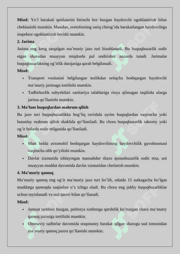 Ma’muriy jazo choralari 5
