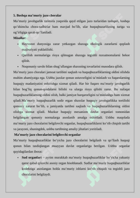 Ma’muriy jazo choralari 6