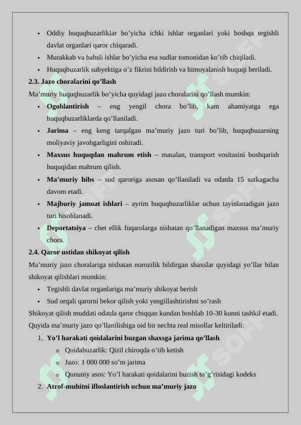Ma’muriy jazo choralari 8