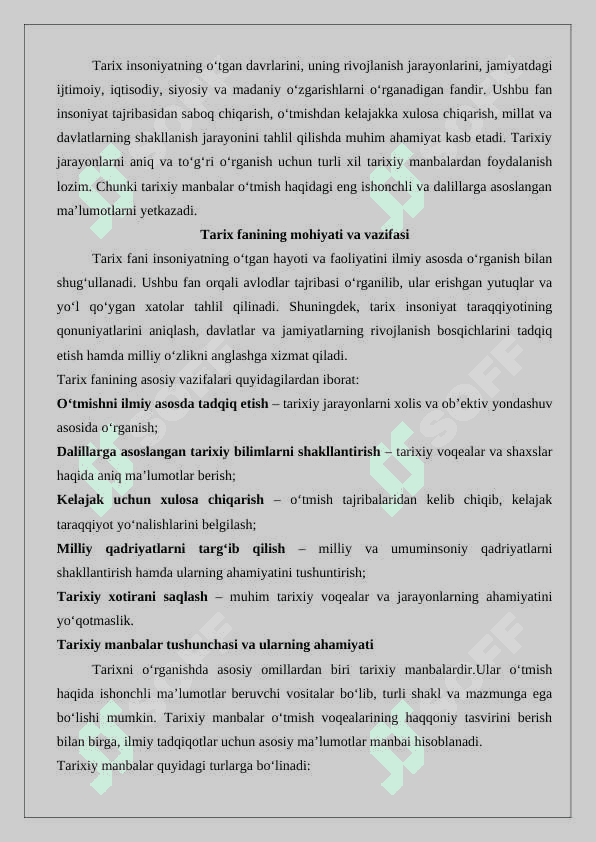 Tarixni organishda tarixiy manbalarni beqiyos ahamiyati 2