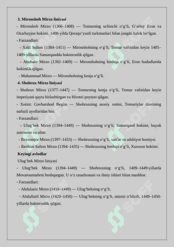 Temuriylar shajarasini tuzish 3