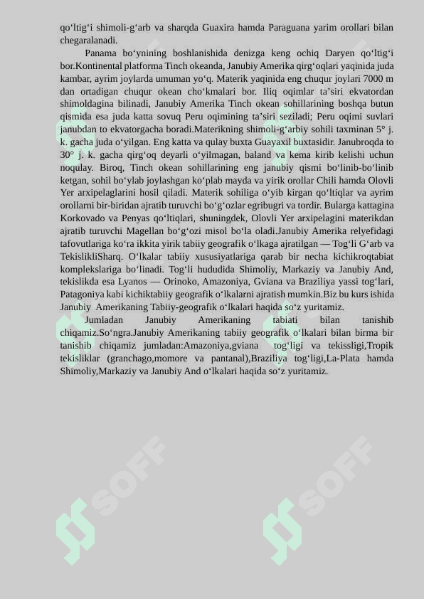 «Janubiy Amerikaning asosiy tabiiy geografik o`lkalari » 3