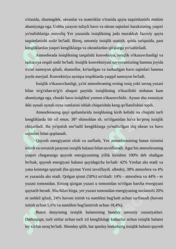 «Yer tabiatining shakllanishiga ritmiklik,issiqlik,davriylik hodisalarining ta`siri » 7