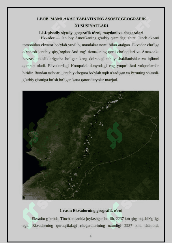 “EKVADOR DAVLATINING IQTISODIY GEOGRAFIK TAVSIFI” 4