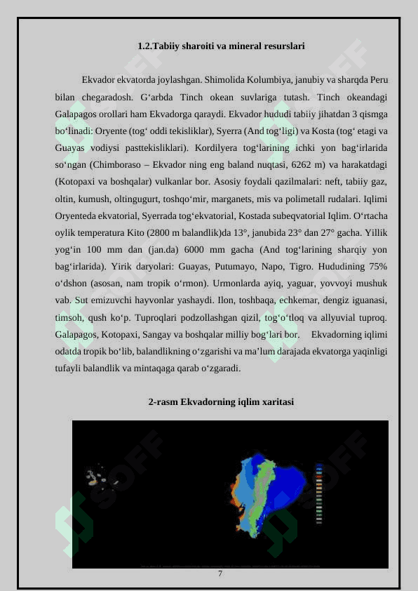 “EKVADOR DAVLATINING IQTISODIY GEOGRAFIK TAVSIFI” 7