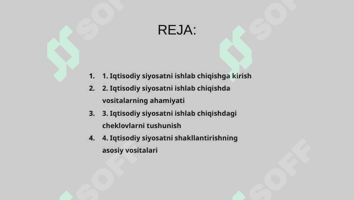 iqtisodiy siyosatni ishlab chiqishda vositalar va cheklovlar 2
