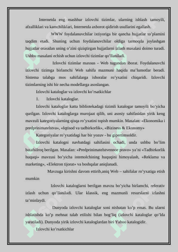 Internetda axborot qidiruv tizimlari. 3