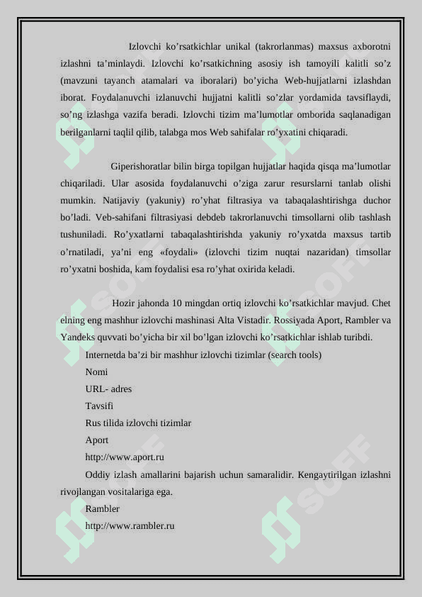 Internetda axborot qidiruv tizimlari. 4