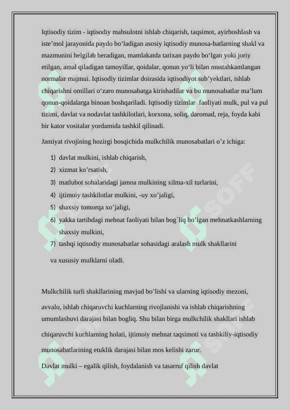 Iqtisodiy tizim tushunchasi 2