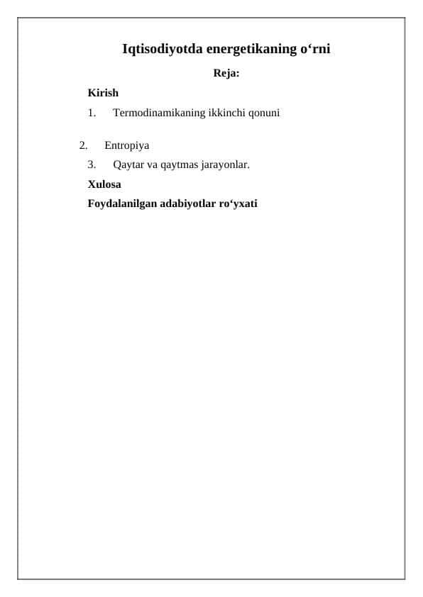 Iqtisodiyotda energetikaning o‘rni 1