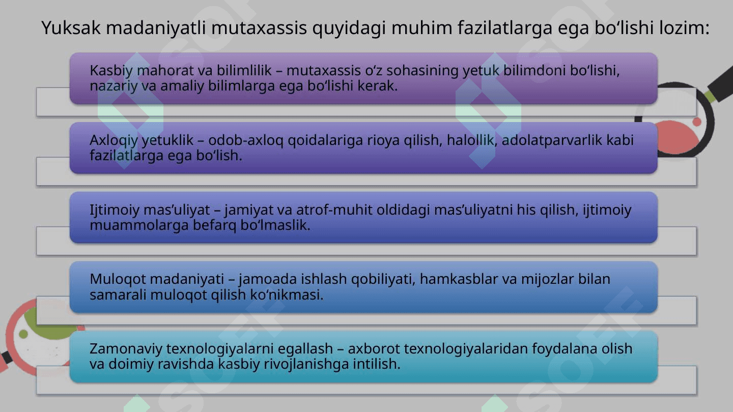 Yuksak madaniyatli mutaxassis va uning axloqiy sifatlari 5