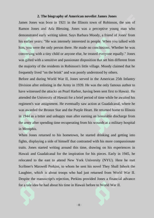 American literature after WWII. James Jones and his novel From Here to Eternity 8