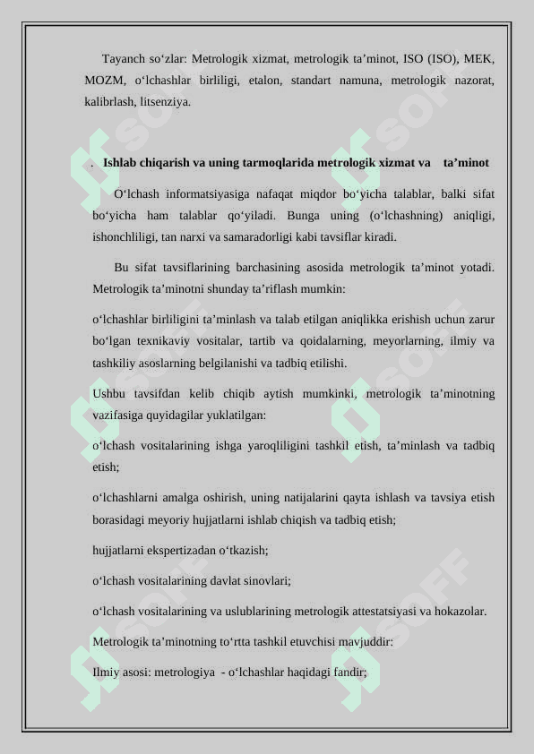 Ishlab chiqarishning metrologik ta'minoti 2
