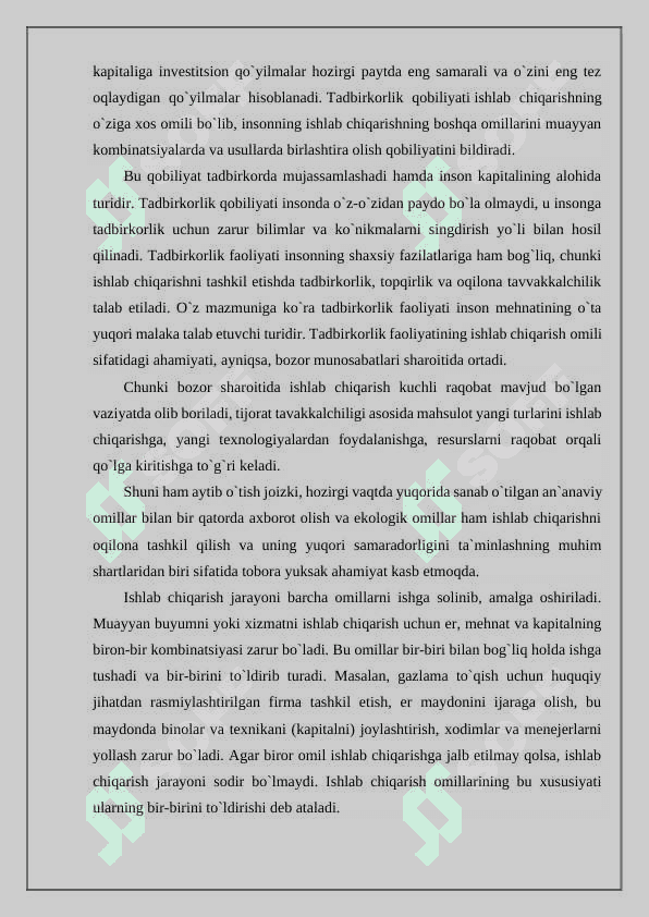 Ishlab chiqorish omillari va ularning turkumlanishi 7