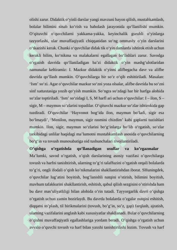 SAVOD O’RGATISH DARSLARIDA O’QUVCHILARNING MUSTAQIL ISHLARINI TASHKIL ETISH. 8