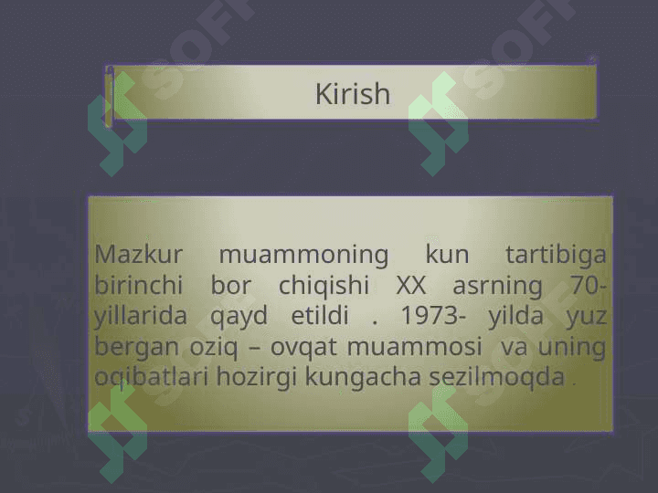Jahon iqtisodiyotida oziq ovqat muommosi 2